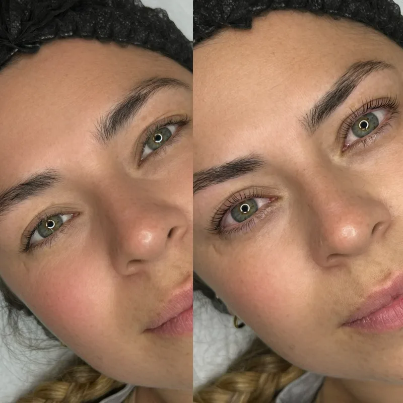Before and after result of Lash Lift