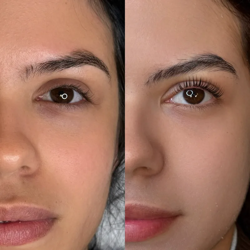 Before and after result of Lash Lift