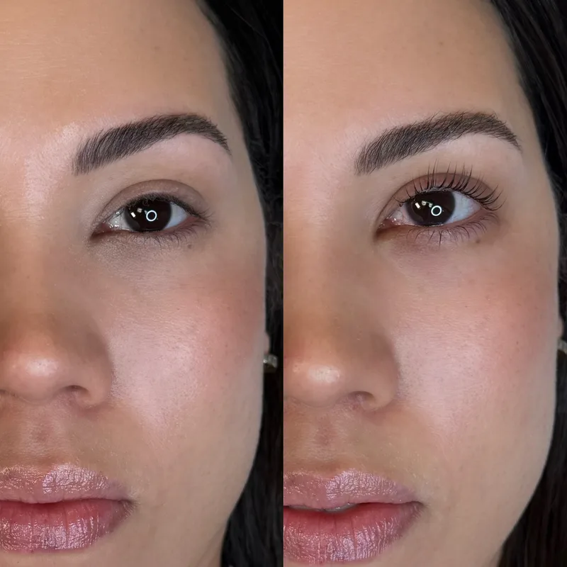Before and after result of Lash Lift