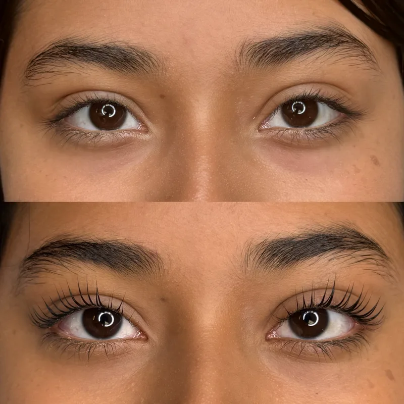 Before and after result of Lash Lift