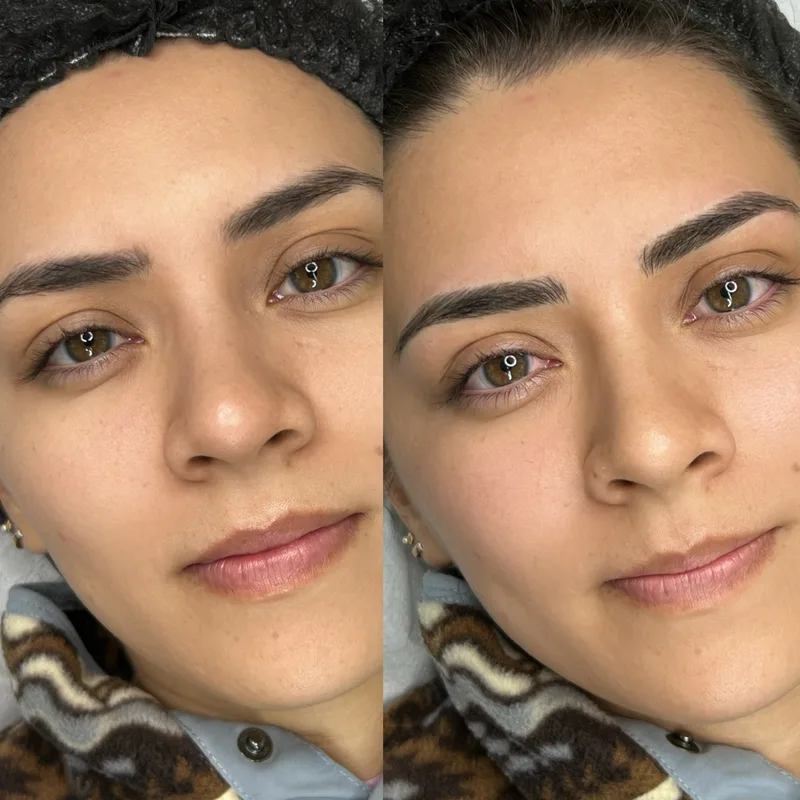 Before and after result of Signature Microblading