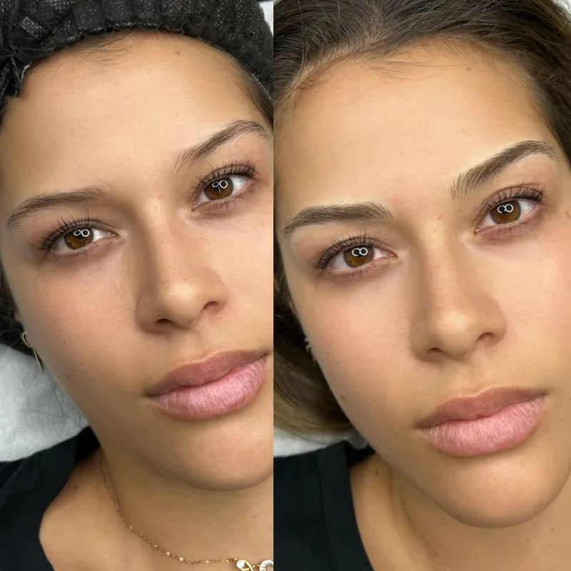 Before and after result of Signature Microblading