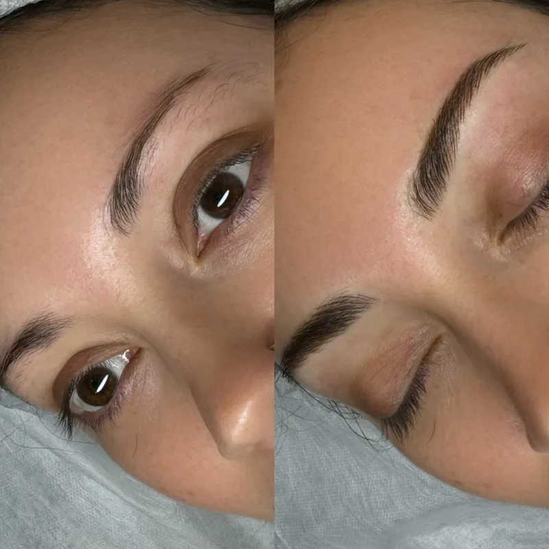 Before and after result of Signature Microblading