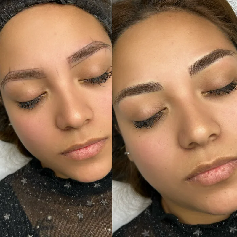 Before and after result of Signature Microblading
