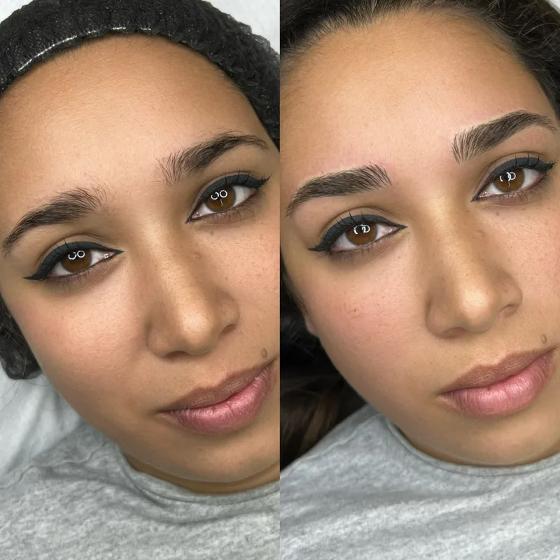 Before and after result of Signature Microblading