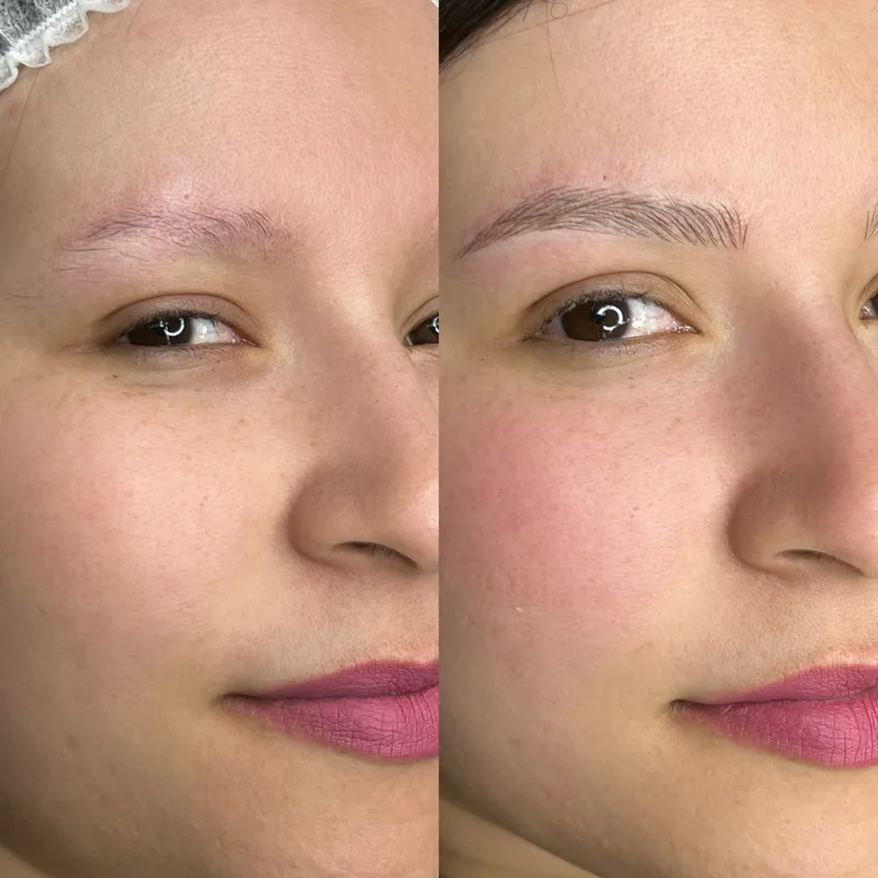 Before and after result of Signature Microblading