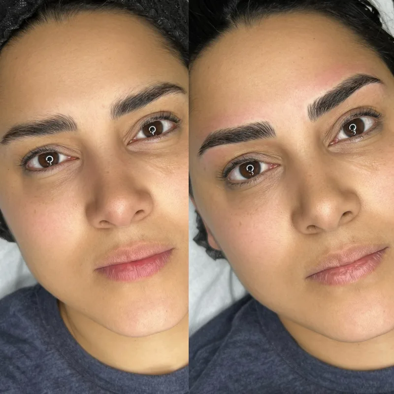 Before and after result of Signature Microblading