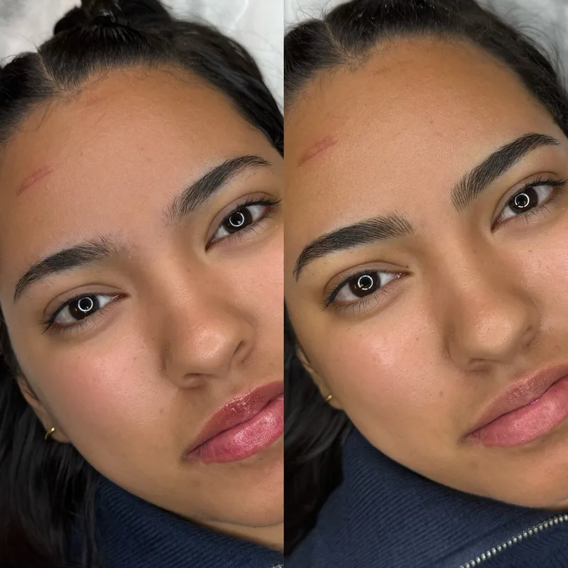 Before and after result of Advanced Nano Brows