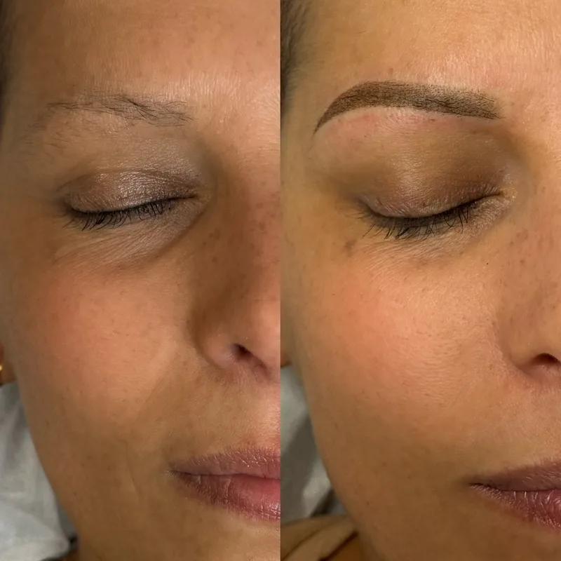 Before and after result of Powder Brows