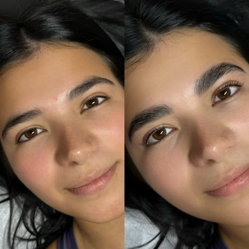 Before and after result of Lamination + Lash Lift