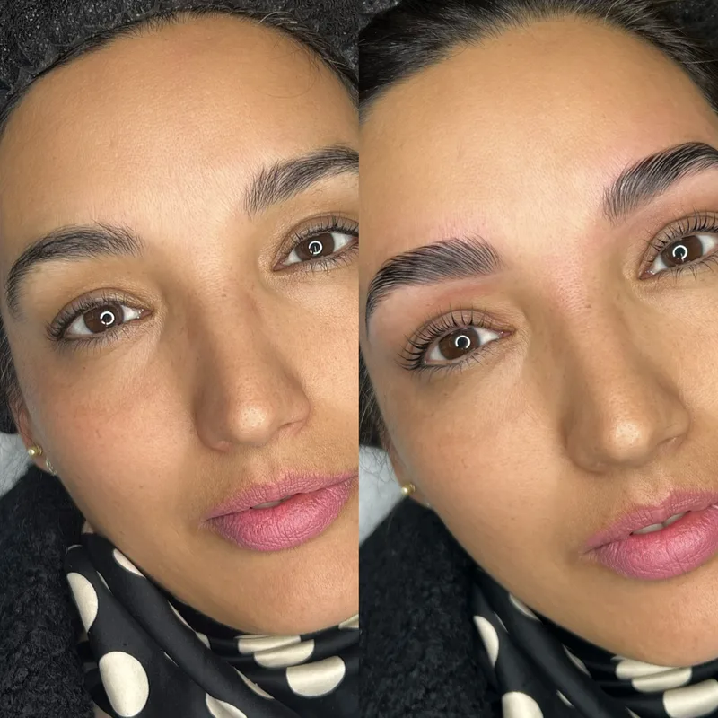 Before and after result of Lamination + Lash Lift
