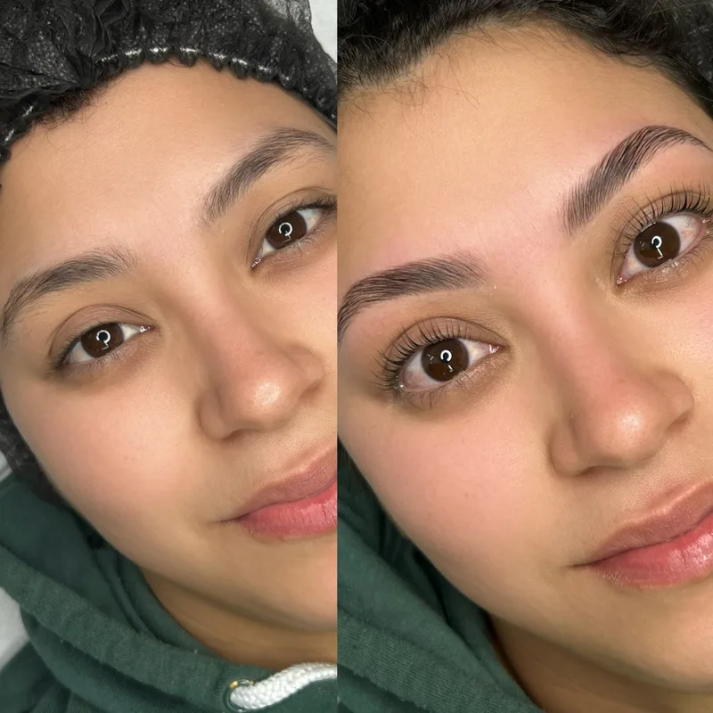 Before and after result of Lamination + Lash Lift