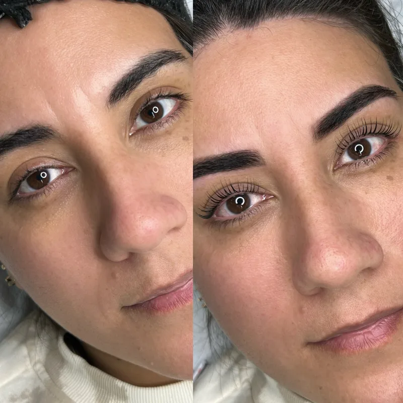 Before and after result of Lash Lift + Henna
