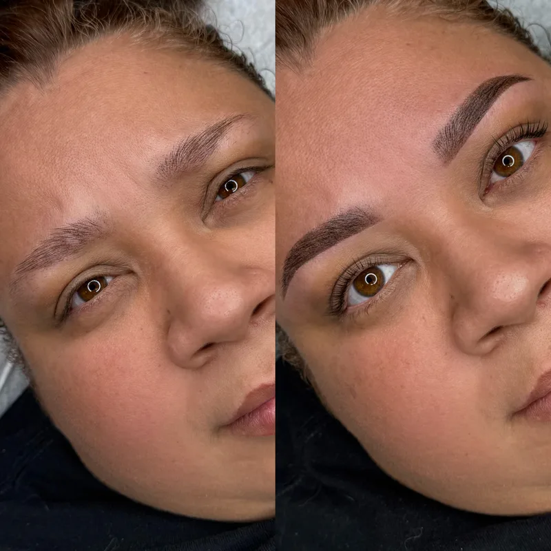 Before and after result of Lash Lift + Henna