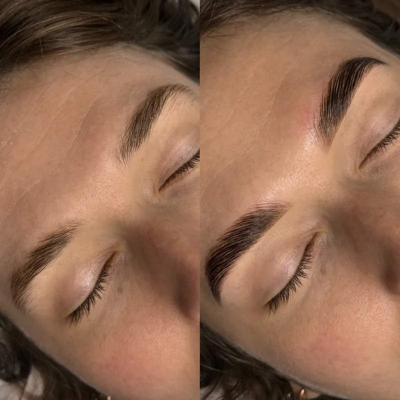 Before and after result of Lash Lift + Tint